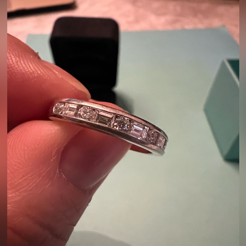 Tiffany & Co. platinum and diamond 3.0mm "Half Circle" ring